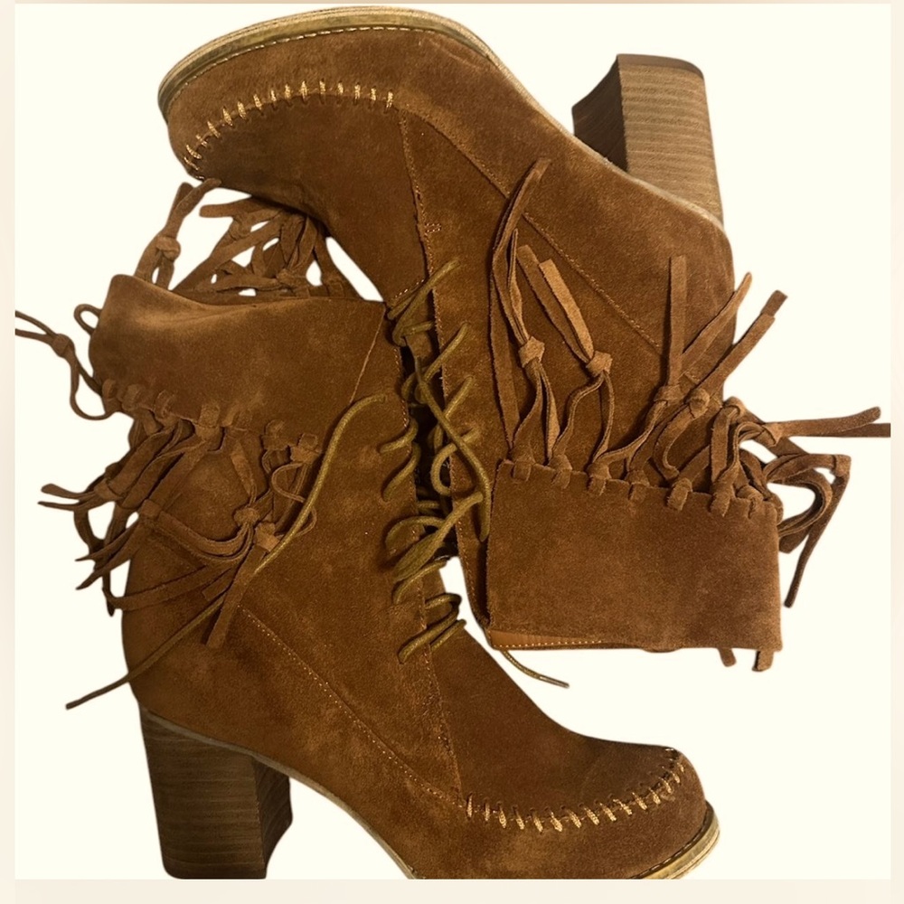 Sbicca Vintage collection Fringe suede ankle boots size 8
